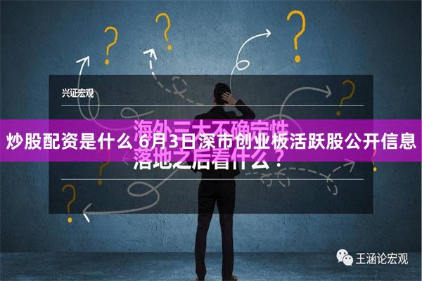 炒股配资是什么 6月3日深市创业板活跃股公开信息